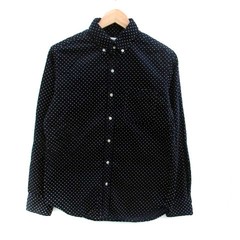 Coen Corduroy Shirt Men’s S Navy Off-White Cotton Casual Long Sleeve Excellent