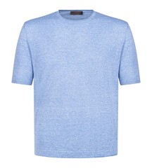 STILE LATINO t-shirt linen cotton EU 50 US 40 light blue melange normal fit