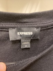 Express Men’s Black Crew Neck T-Shirt With Blue Geometric Abstract Graphic