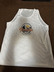 Sport-Tek Men’s White Graphic Print Tank T-Shirt Scoop Neck Sleeveless Knit M