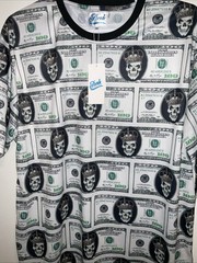 FRESH PRINTS OF BEL AIR POLYESTER DOLLAR GOLD CROWN SKULL PRINT T-SHIRT 3X L NWT
