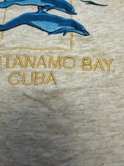 RareVintage Cal Cru Tag Dolphins, Stitched Guantánamo Bay T-Shirt Graphic Cuba S