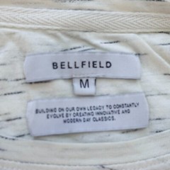 White Marbled Slub T Shirt Mens MEDIUM Space Dye Earthy Casual Prep BELLFIELD