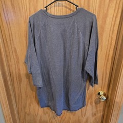 Mens Forged Threadworks gray 3/4 sleeve henley shirt White graphic Sz XL