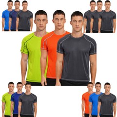 Men Top 3Pcs Tee Sport T-shirt Fitness Team Casual Swimsuit Running Round Neck