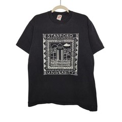 Vintage Stanford University Black Jerzees Large 90s Art College Sports Shirt