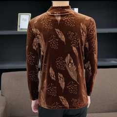 Men Velvet Shirts Tops Blouse Basic T-shirts Casual Slim Turtle Neck