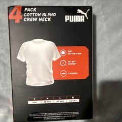 PUMA Men’s 4-Pack Classic Fit Cotton Blend Crew Neck Tagless T-Shirt White M