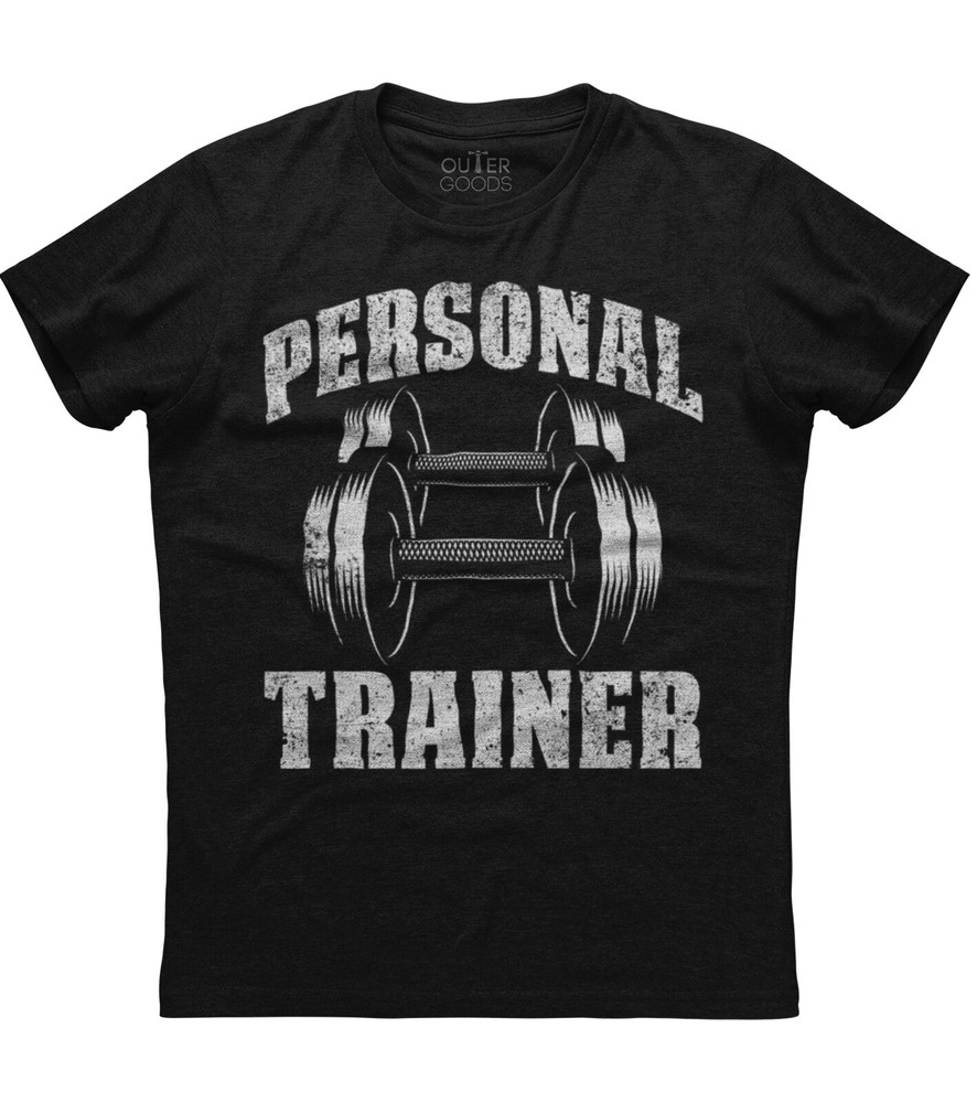 Personal Trainer Gym Exercise Fitness Mens Short Sleeve Cotton Black T-shirt