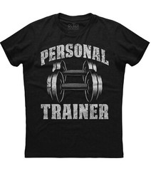 Personal Trainer Gym Exercise Fitness Mens Short Sleeve Cotton Black T-shirt