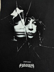 Lady Gaga Mayhem Shirt Mens Large Black Shattered Photo Cut Sleeves Distressed