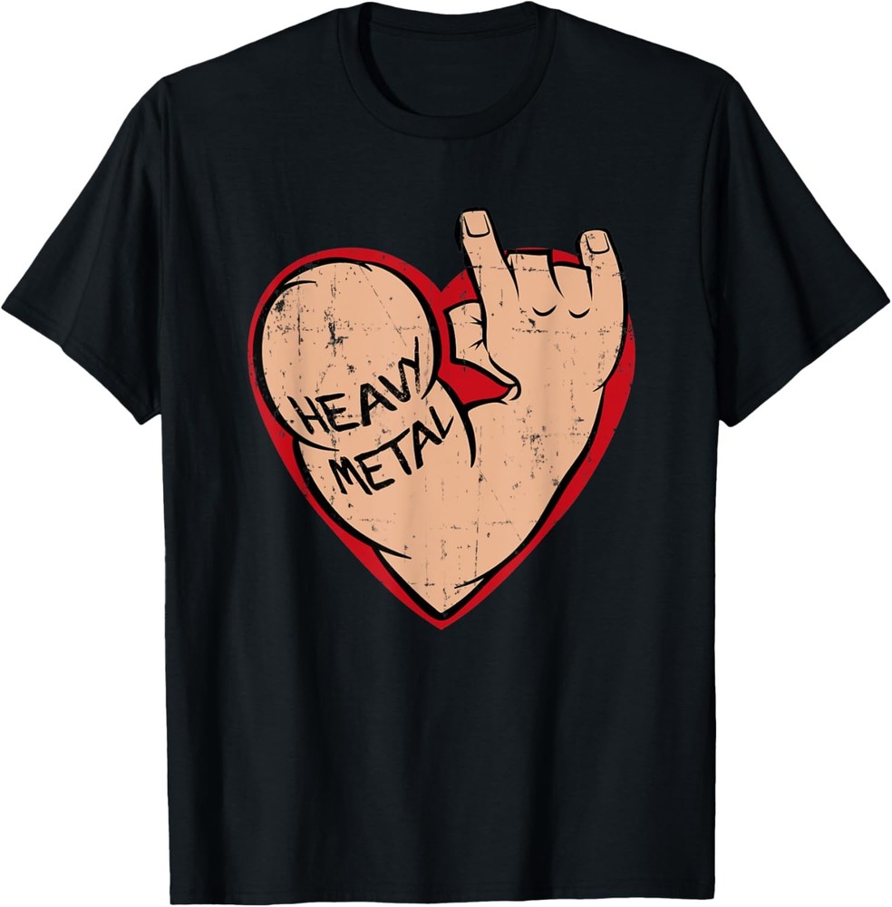 I love Heavy Metal Heart T-Shirt for 80s 90s Music Lover
