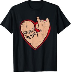I love Heavy Metal Heart T-Shirt for 80s 90s Music Lover