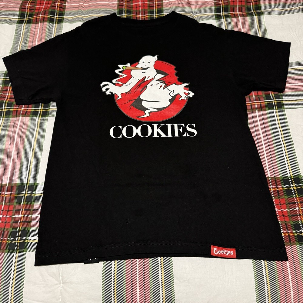Cookies SF Ghostbusters Black T-Shirt Size Medium 100% Authentic Cotton PREOWNED