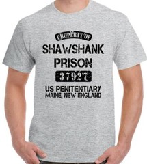 Shawshank Redemption T-Shirt Property Of Prison Mens Funny Movie Stag Doo Do