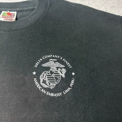 VTG 90s Lima Peru Marines T Shirt SZ XL Grunge Single Stitch Black