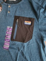 Avalanche Shirt Mens 2 Button Henley Tee Shirt Chest Patch Short Sleeve Indigo M