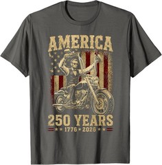 Vintage Abraham Abe Lincoln Riding a Motorcycle 250 Years T-Shirt
