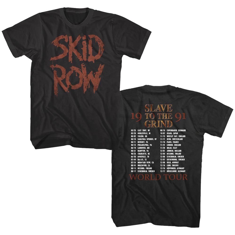 Skid Row Slave to the Grind Tour 1991 Men’s T Shirt Metal Rock Band Music Merch