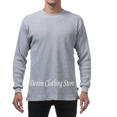 New PROCLUB Men’s Heavyweight THERMAL Top Long Sleeve Shirts Waffle Solid S-5XL