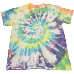 Gildan Mens Rainbow Spiral Tie Dye T-Shirt Large Multicolor Short Sleeve Cotton