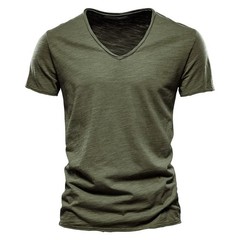 Camiseta Hombre Manga Corta Color Sólido Casual Verano Slim Fit Básica