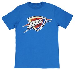 FISLL NBA Men’s Oklahoma City Thunder Team Color, Name and Logo Premium T-Shirt