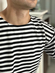 Telnyashka Russian Striped T-Shirt Authentic Cotton Longsleeve Shirt Size 54