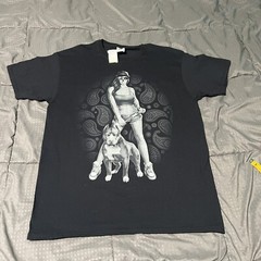 Fruit Of The Loom Tshirt Shirt Dog Tatted Woman Sugar Skull Make Up New Large