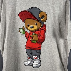 Hard Ten Time Is Money T Shirt XXL Streetwear Hip Hop Graphic Tee Bear Print