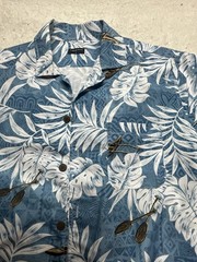 Tropical Storm Men’s Shirt Size L Blue Aloha Hawaiian Floral Canoe Print Casual