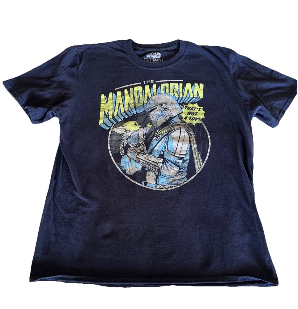 Star Wars Mandalorian Mando & Grogu Navy Graphic Mens T-Shirt Size L (42-44)