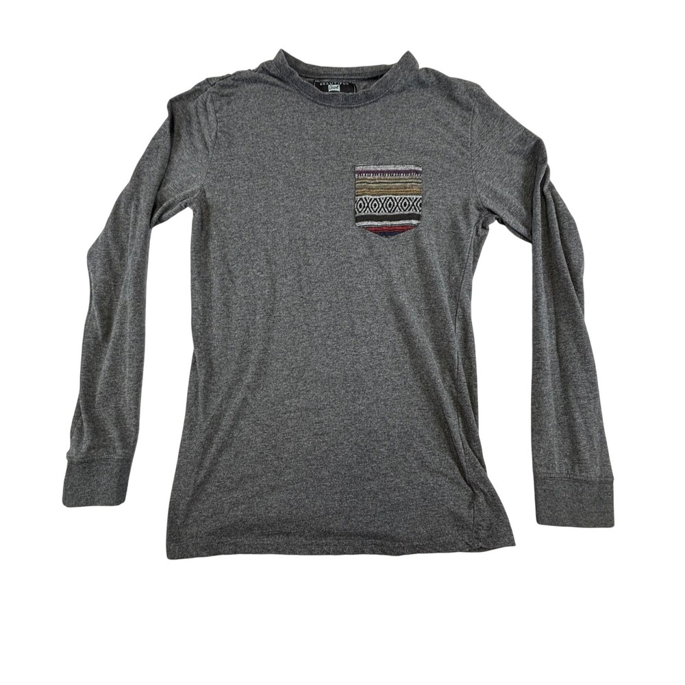 Beautiful Giant Shirt Men’s Small Gray Long Sleeve T-Shirt Southwestern Pocket