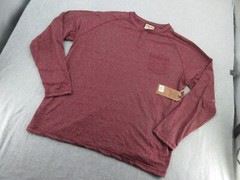 Hudson Barrow Shirt Mens 3X Red Heather Henley Neck Pocket Tee Adult 3XL