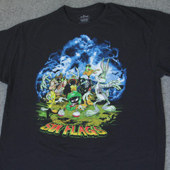 Six Flags T Shirt XL Looney Tunes Zombie Horror Halloween Fright Night Marvin