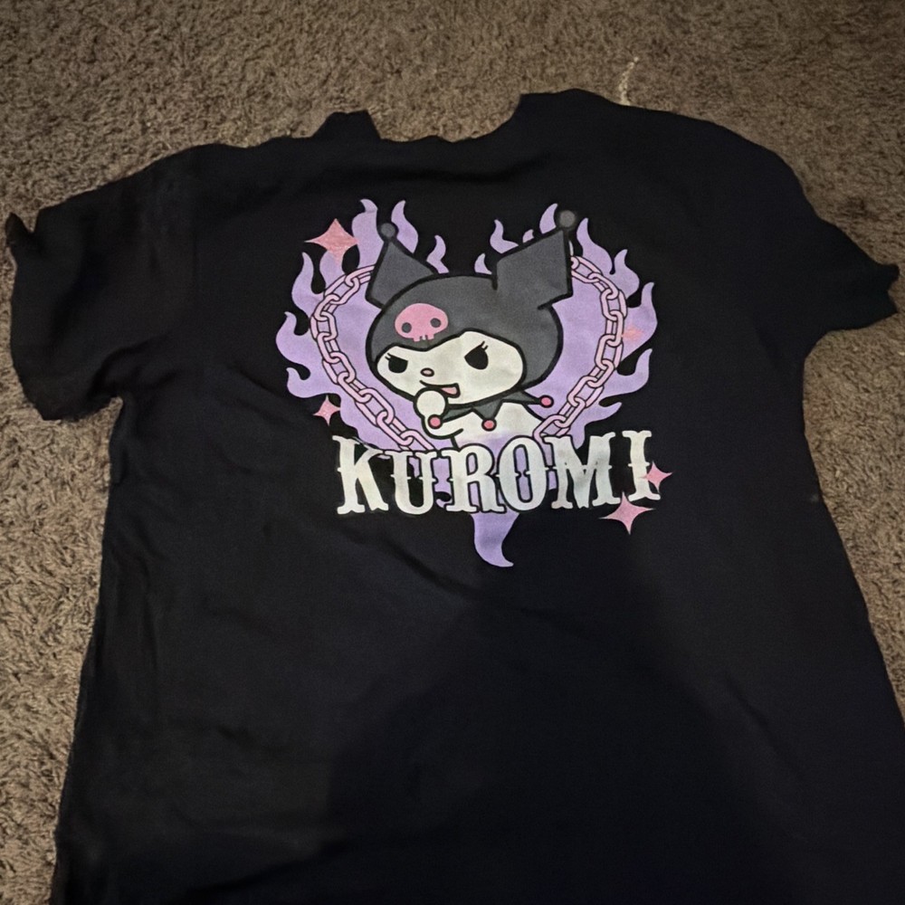 Hot Topic Kuromi Sanrio Black/Purple Graphic Print Cotton Tee M Crew Neck