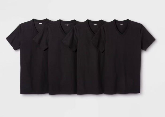 Goodfellow & Co™ Men’s 4pk V-Neck T-Shirt Size Small – Black Open Package