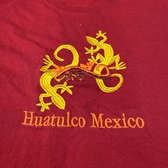 Vintage Huatulco Mexico Tshirt Yazbek Aztec Mexican Short Sleeve Mens Small Red