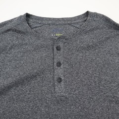 Apt 9 Premier Flex Henley Shirt Mens Large Heather Gray Soft Cotton Blend LS