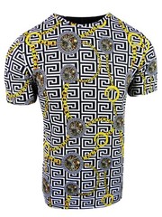Designer T- Shirt Mens Italian Stripe Gold Chain Floral Animal Print Slim Fit