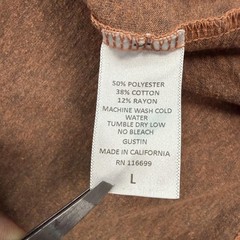 Gustin Shirt Mens Large Brown Heather V Neck Tri Blend T-Shirt California USA
