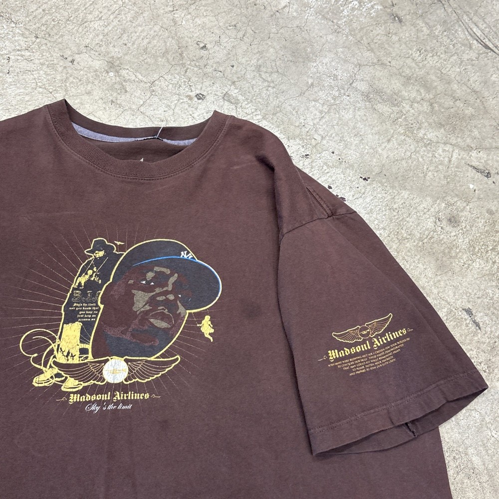 🔥The Notorious B.I.G X Madsoul Airline Promo T-Shirt Size XL 23.5×29.5