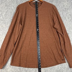 Travis Mathew Henley Shirt Mens XL Rust Micro Striped Lightweight Soft Thin EUC