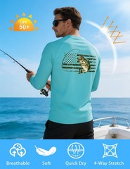 Twekfish Men’s UPF 50+ Fishing Shirt, Long Sleeve UV Protection Sun Shirt, Qu…