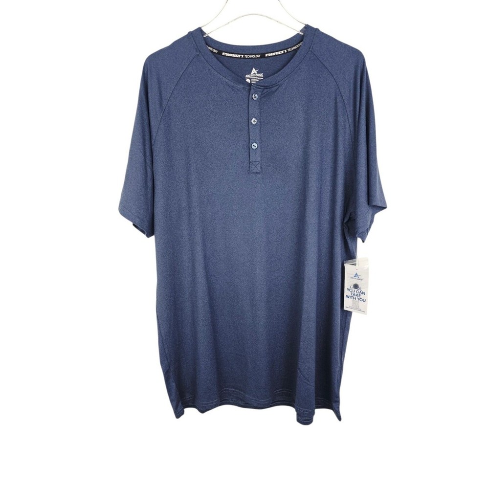 Arctic Cool Henley Shirt Mens 2XL Navy Blue Performance Stretch Lightweight New