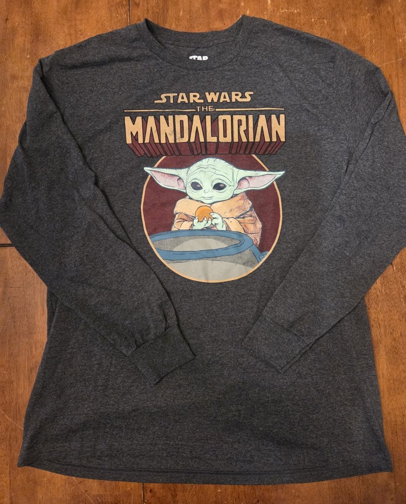 Star Wars Mandalorian Dark Gray Long Cuffed Sleeve Sz XXL T Shirt