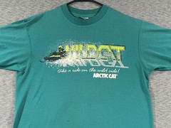 Arctic Cat Wildcat Shirt Large Teal Vintage Distressed Stain Single Stitch 90s