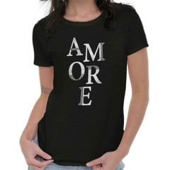 Amore Love Couple French Designer Graphic Womens Short Sleeve Ladies T Shirt