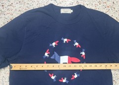 Maison Kitsune Men’s Red White & Blue Fox Pattern Short Sleeve T-Shirt Size L