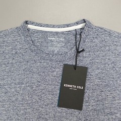 Kenneth Cole The Linen Knit Crew Neck Shirt S/S Lightweight Stretch Navy